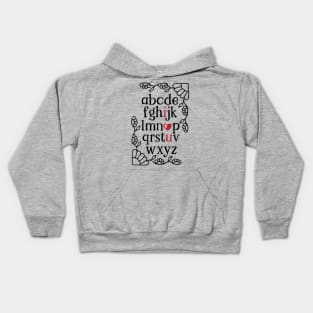 the alphabet of i love you Kids Hoodie